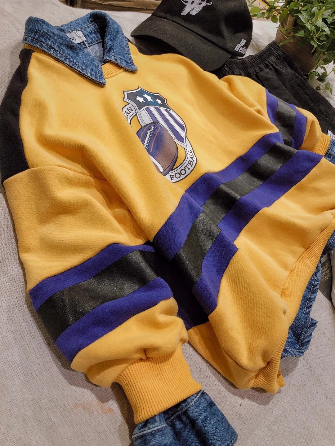 Korean version yellow long-sleeved sweatshirt details Picture