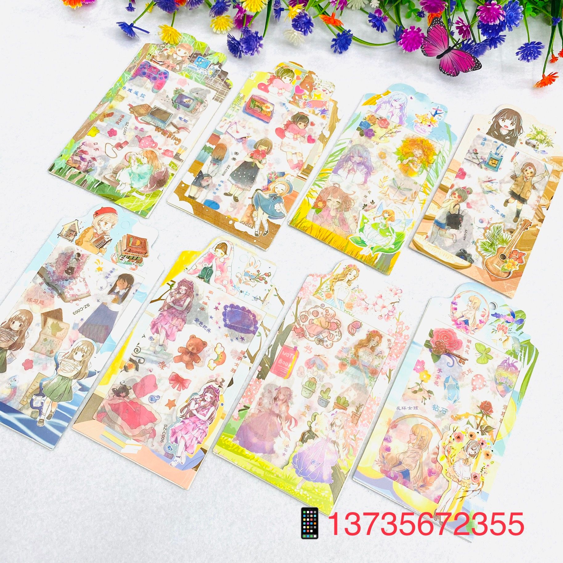 Exquisite planner and paper stickers: Girl in the dream, girl in the book, Flower Viewing in the mirror and paper stickers detail image 5