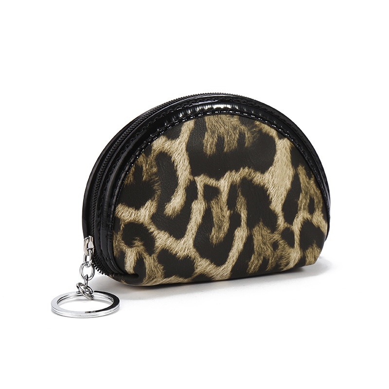 时尚女包新款2020夏欧美潮流斜贝壳形豹纹零钱包网红款包白底实物图