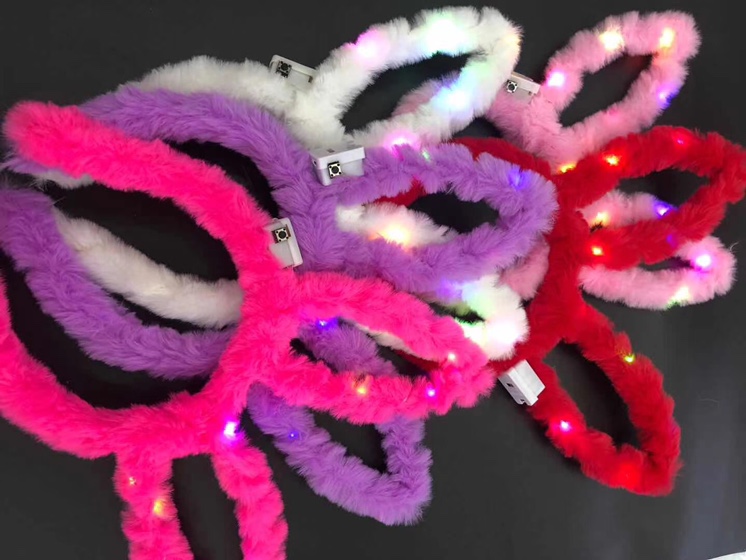 Plush rabbit ears glow toy manufacturer headband hair ornaments night market stalls