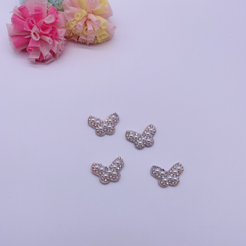 Semi-finished diy hair accessory products of pearl little butterfly ultrasonic embossed patches