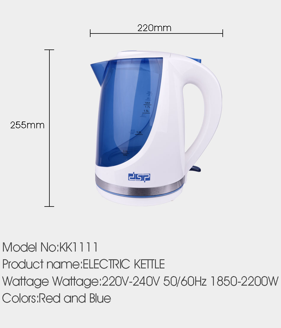 DSP丹松 1.7L透明玻璃电热水壶烧水壶家用自动断电双层防烫详情图3