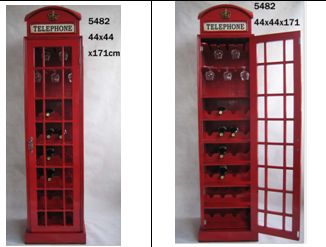 English Classic Phone Booth Wine Rack 001