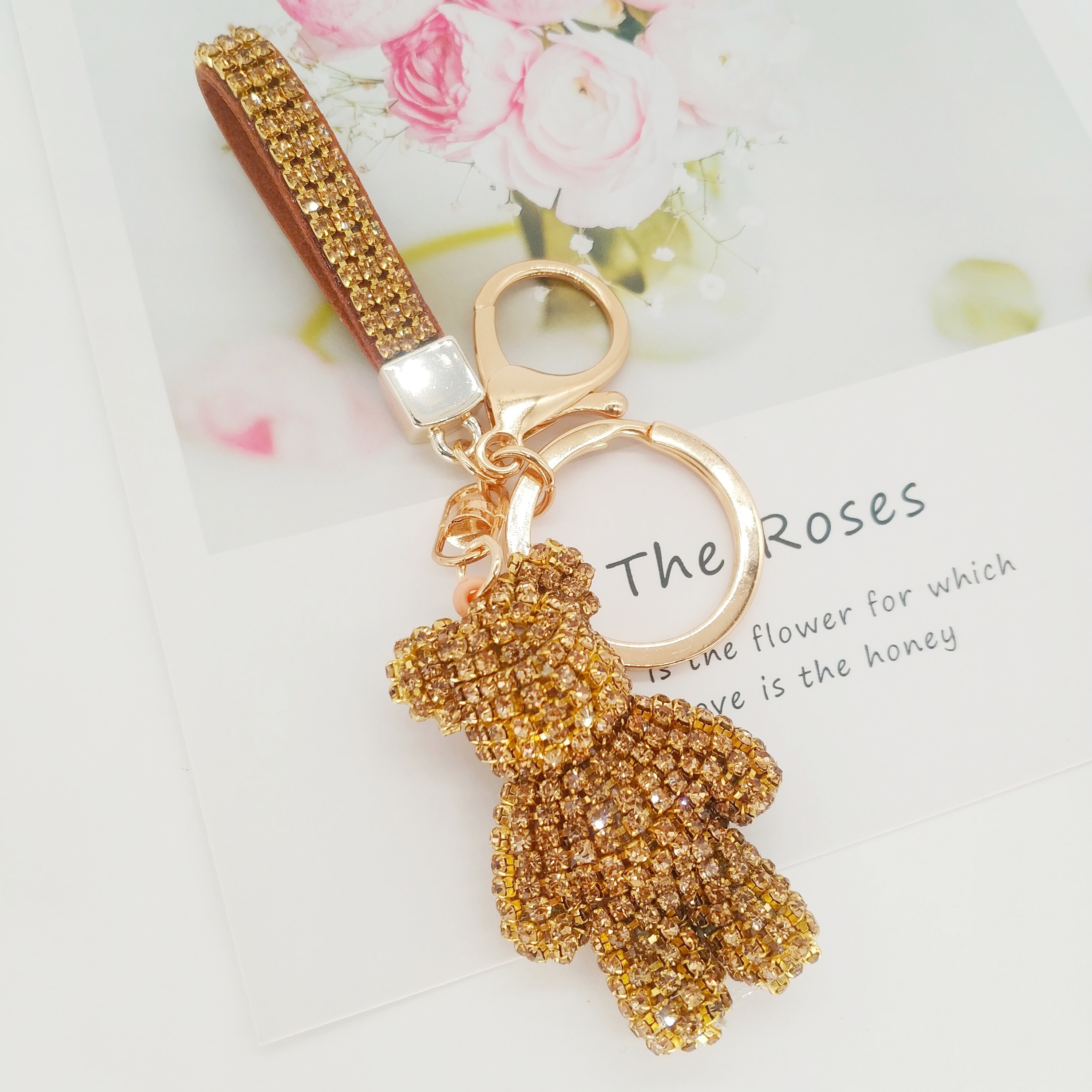 Manufacturers Direct Sales Of New Creative Stick Diamond Violence Bear Keychain Flash Diamond Lady Bag Pendant Trinket Pendant Specification drawing