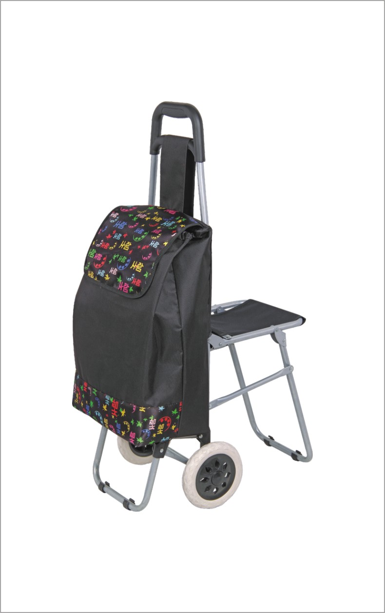 The elderly can ride in a grocery cart with stools, seats, a small trolley, a folding trolley with a pull rod details Picture