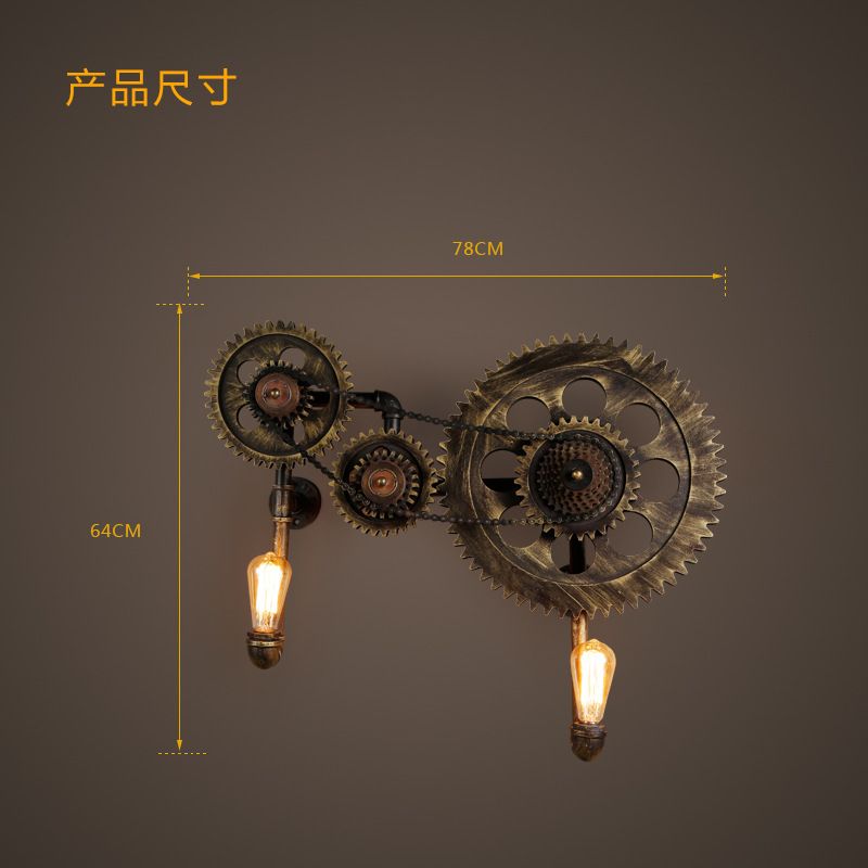 Creative machinery gear wall lamp abandoned factory studio industrial wind bar designer-style engineering decoration lamps