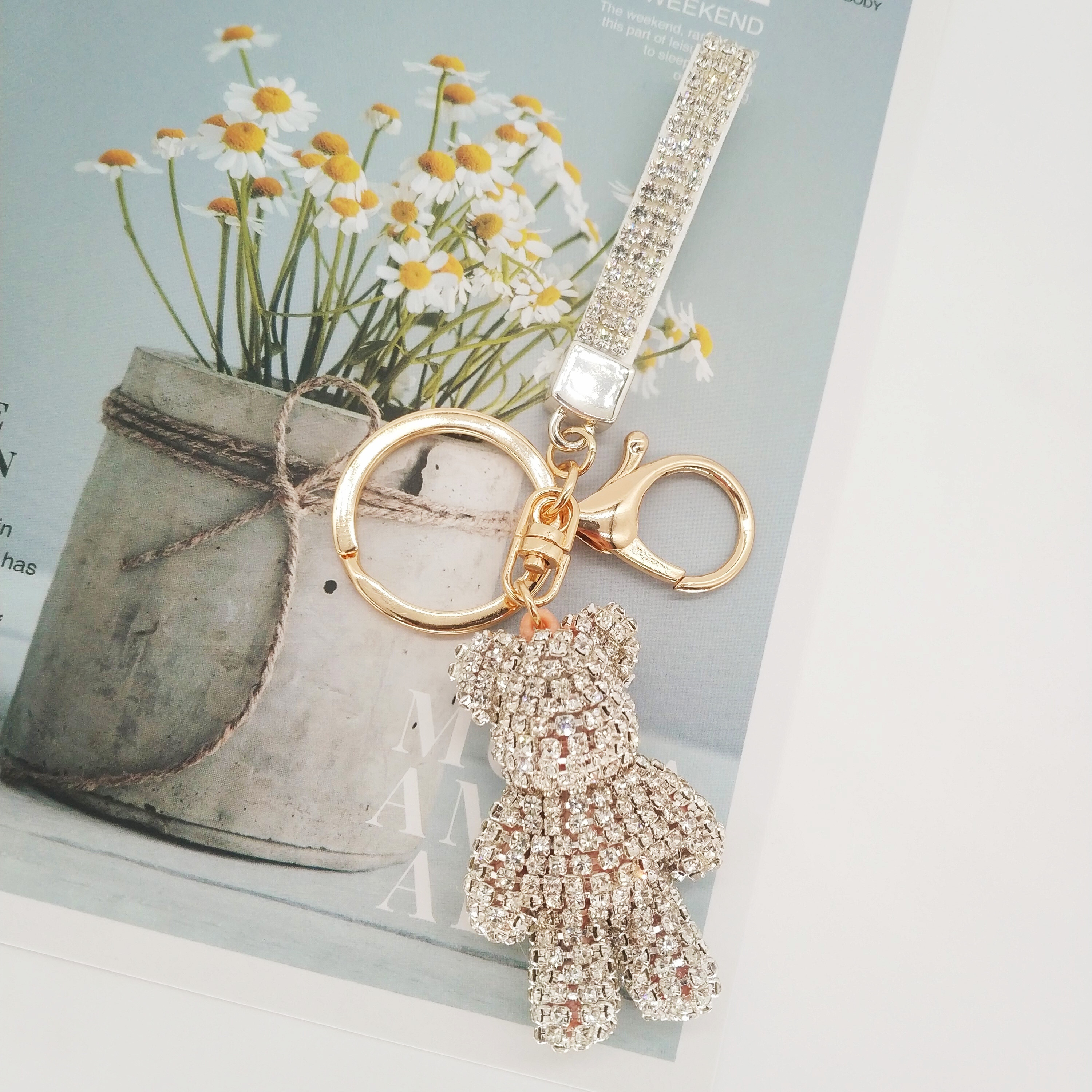 Manufacturers Direct Sales Of New Creative Stick Diamond Violence Bear Keychain Flash Diamond Lady Bag Pendant Trinket Pendant undefined