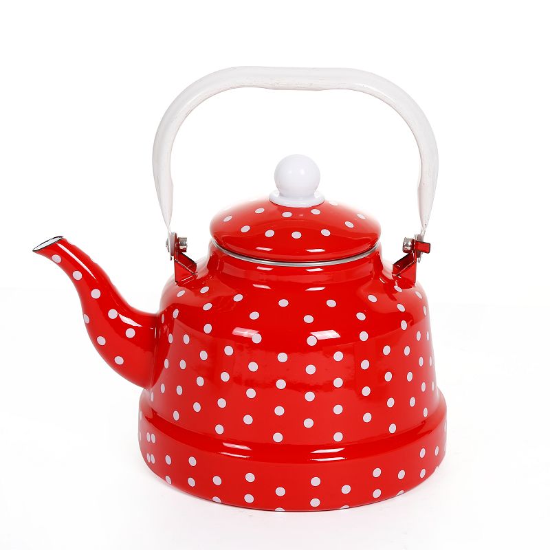 1.7L enamelled teapot ancient bell kettle red bottom white point cold kettle Cooking kettle induction cooker general gas thumbnail