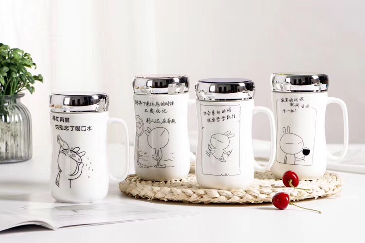 Factory direct sales of ceramic mirror cups, mugs and student water cups details Picture