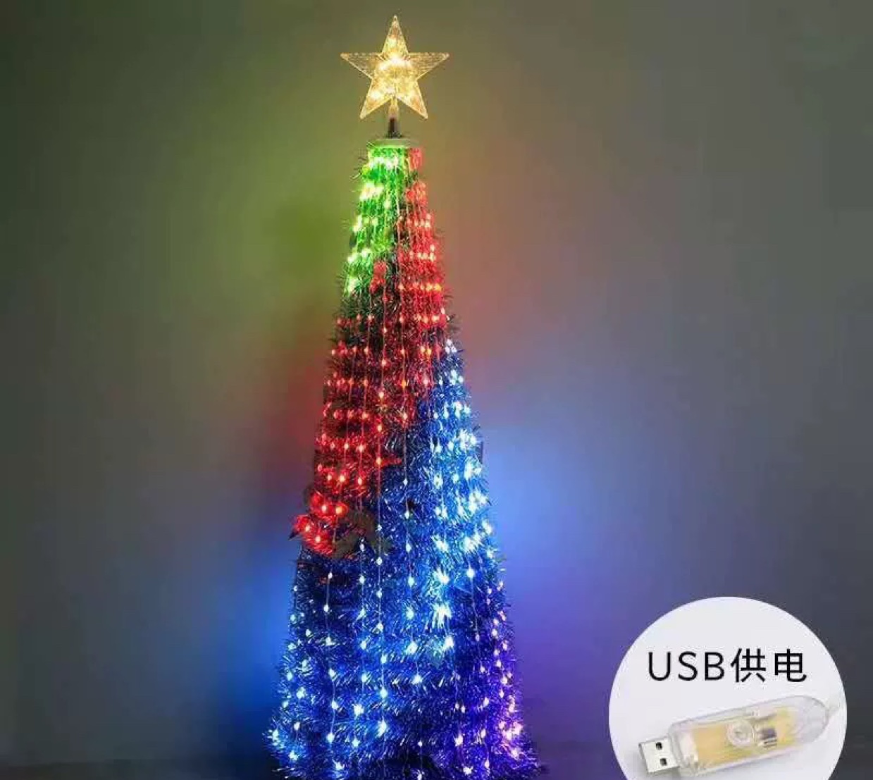 定制5V10米点控RGB铜丝灯 USB接口控制加遥控器圣诞装饰彩灯