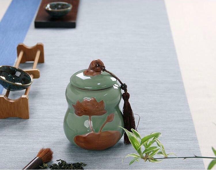 Kun Kun Ceramic Large Heyun Ge Kiln Pumpkin Tea Can, Household moisture-proof sealed Can, Tea can, Tea Set Accessories 047 Specification image