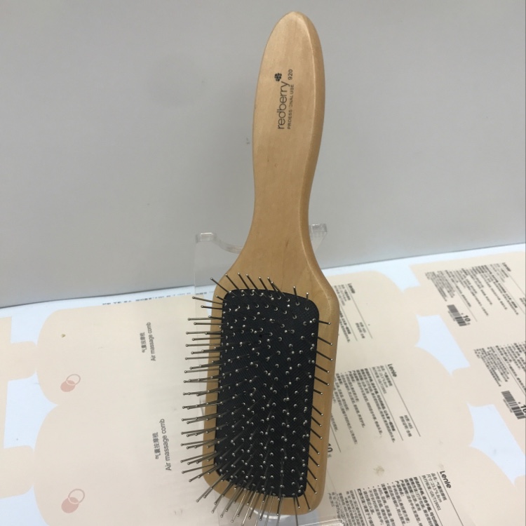 Anti-static steel needle wig comb in natural wood color