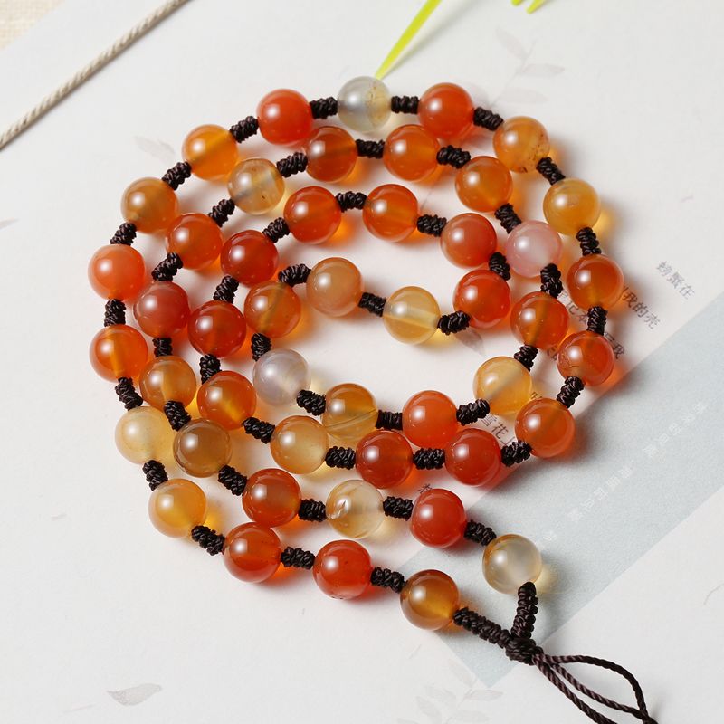 4-millimeter red agate hand-woven necklace rope detail image 2