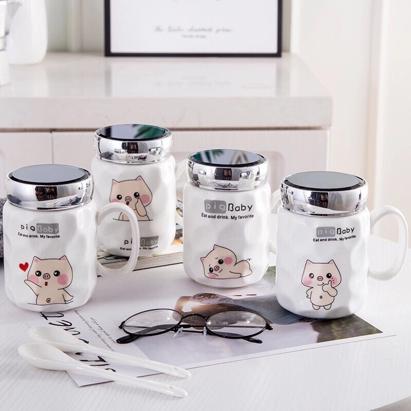 New ceramic fresh and clean mirror cup, creative student water cup and tea cup factory direct sales details Picture