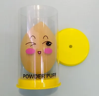 Skin Color Water Drop Powder Puff + Round Bucket Yellow High Quality And Easy To Carry
