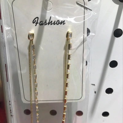 Rectangular zircon tassel earrings thumbnail