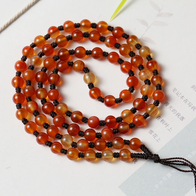 4-millimeter red agate hand-woven necklace rope detail image 5