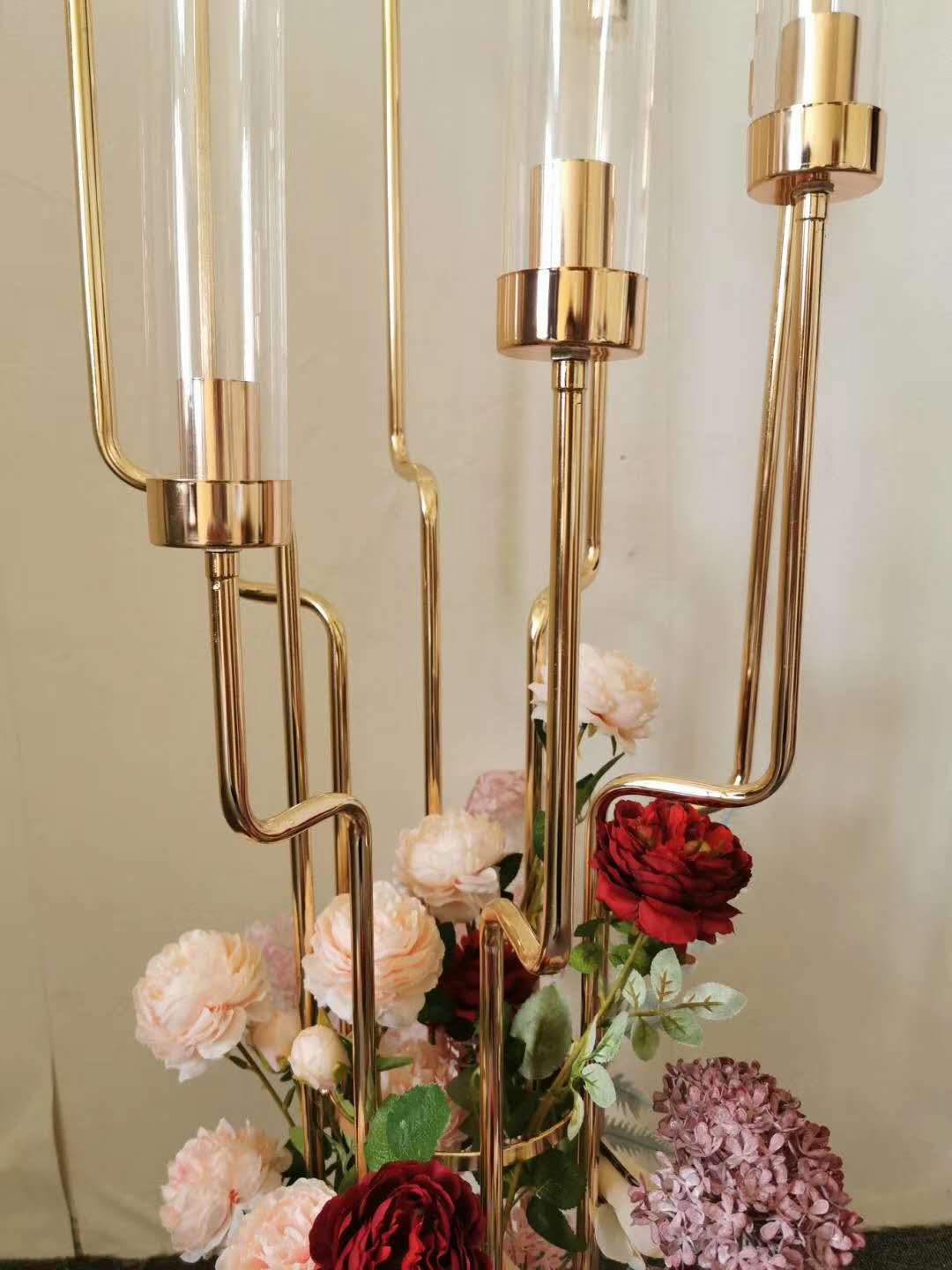 Yifan Craft Metal candlestick 8-head trapezoidal step height detail image 2