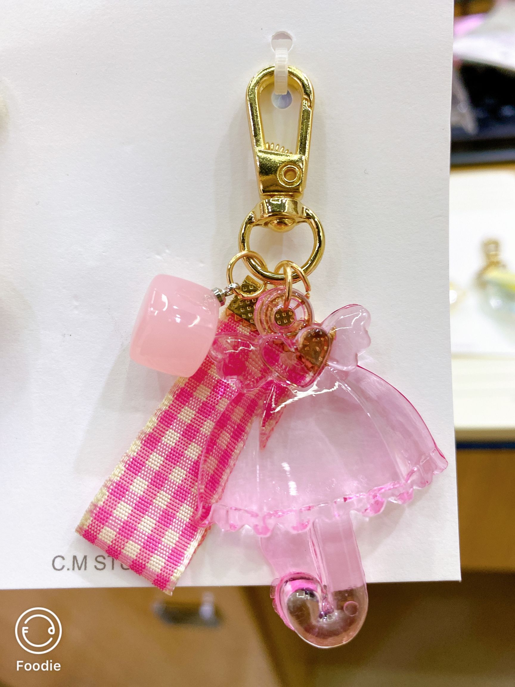 Chen Ming ornaments girl tie ribbon powder flower umbrella key chain