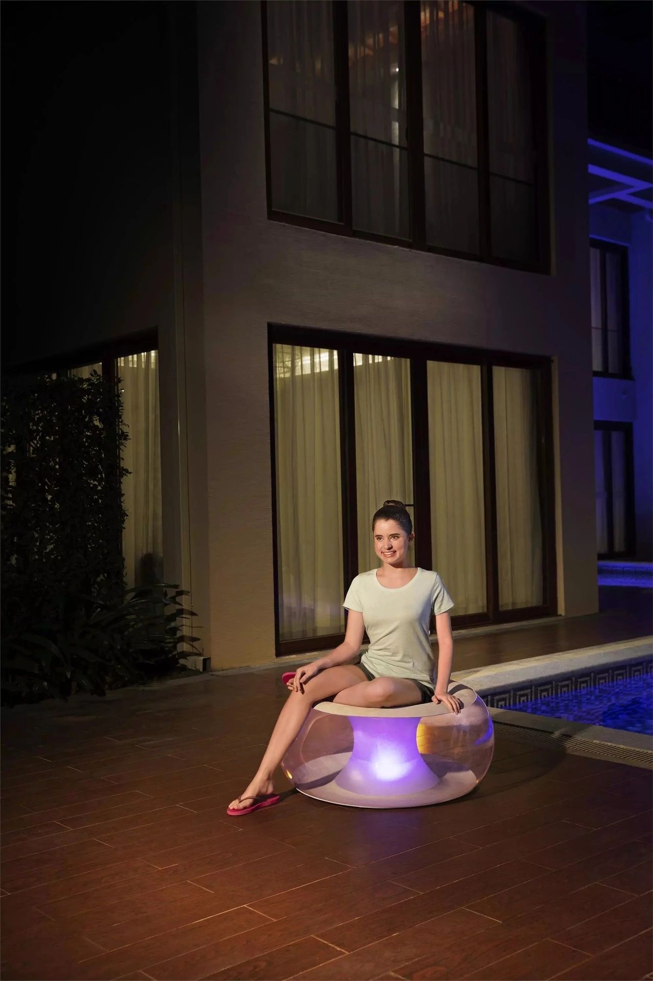 Inflatable furniture living room modern sofa chair with built-in LED light strips, 7 available colors air sofa detail image 5