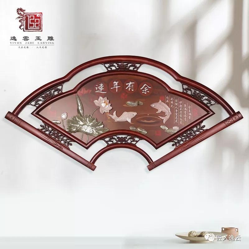 新中式玉雕画立体装饰画扇形餐厅客厅走廊挂画浮雕画壁画详情图4