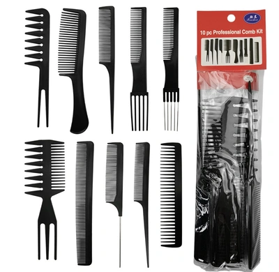 Beauty Makeup Tools Hair Comb 10 Sets Of Foreign Trade Comb Plastic Makeup Comb Black Set Comb
