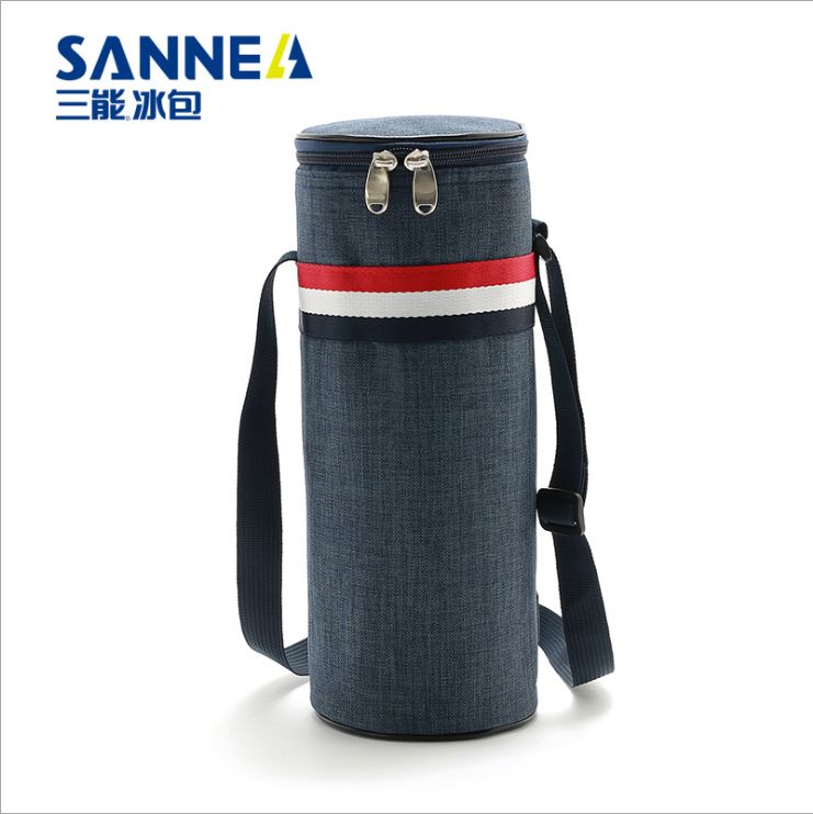 SANNE insulated bag, denim striped bento, lunch box bag, waterproof PEVA lunch bag, outdoor folding fresh-keeping ice pack Item Picture