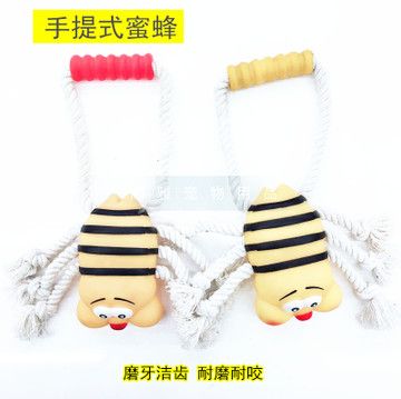 宠物玩具用品手工编织 发声蜜蜂棉绳宠物玩具 狗狗耐咬咬绳玩具