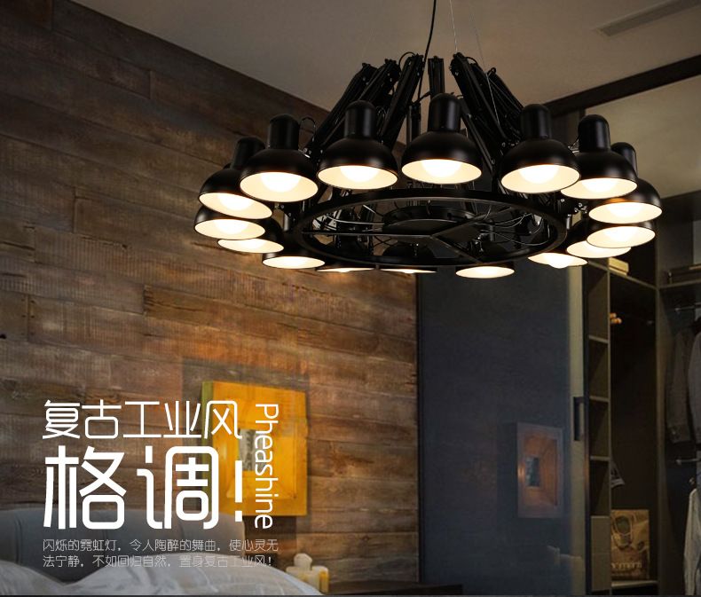 Retro wrought iron chandelier clothing store, restaurant and bar, industrial decor, creative stretch spider Loft lamps
