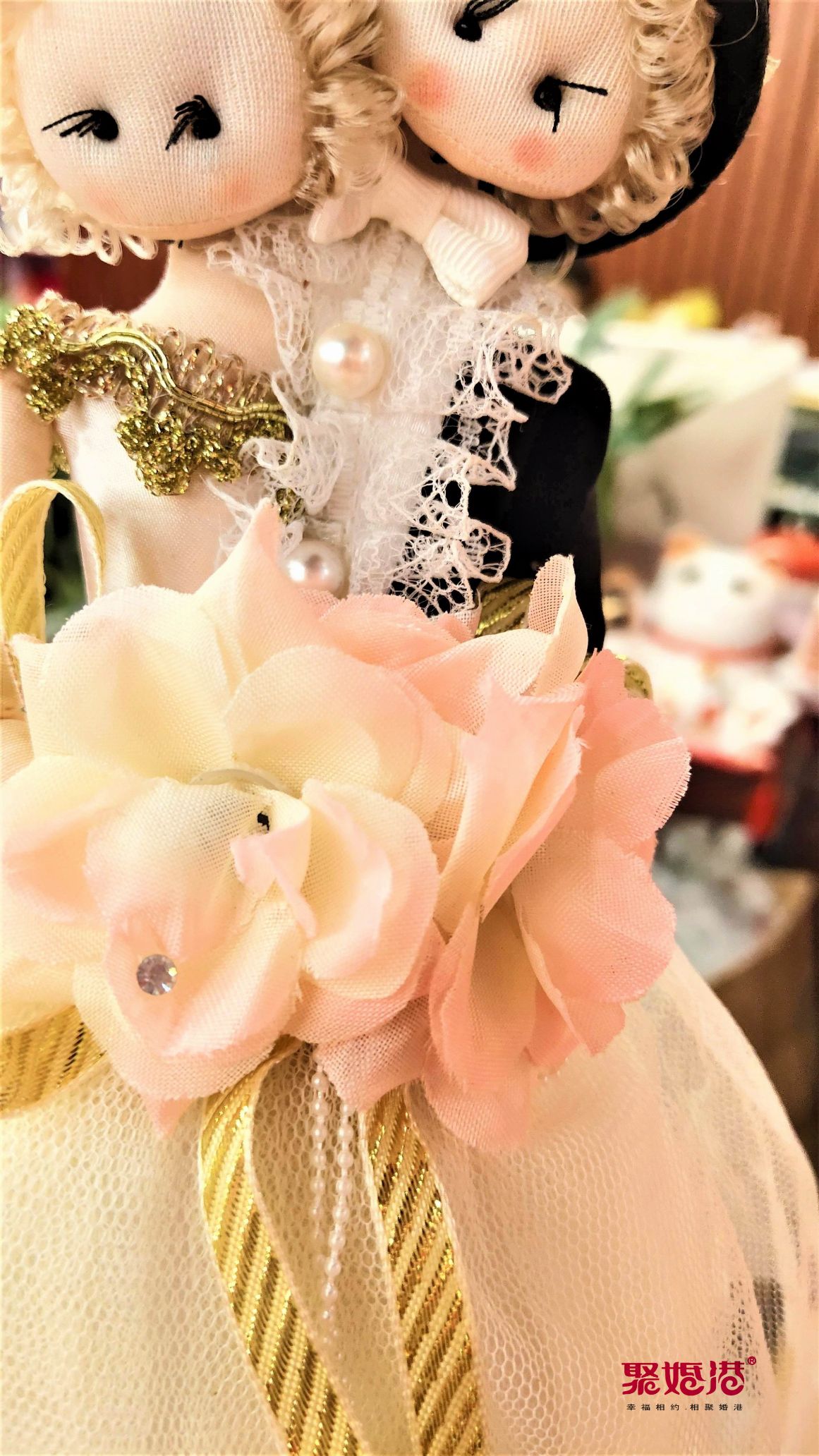 粉色系列 韩式布艺婚庆压床娃娃 纯手工缝制产品图
