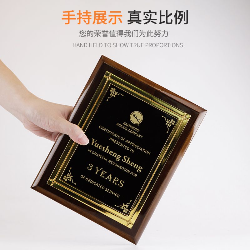 路加奖杯 LUKE 定制授权牌金属框木奖牌花边框木奖牌细节图