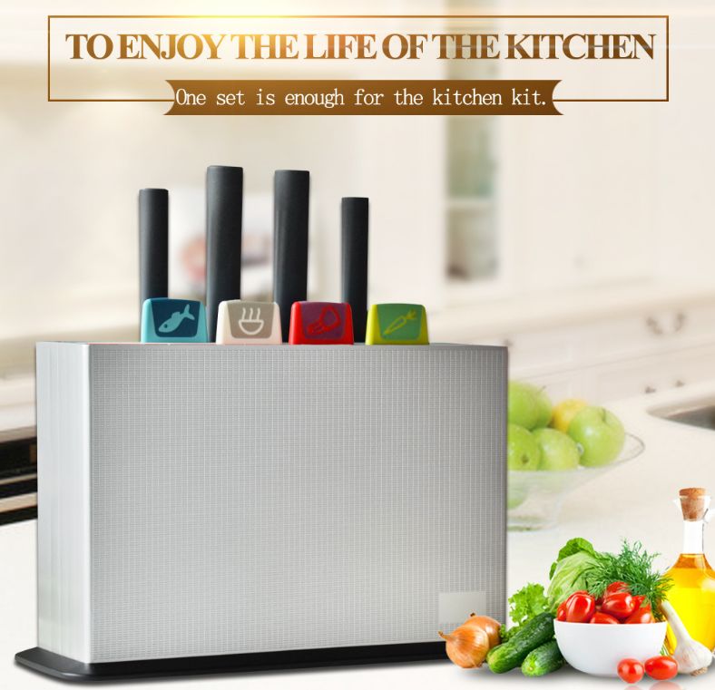 Amazon sells 9-piece kitchenware set with 4-color cutting board chef knife slicing knife fruit knife thumbnail