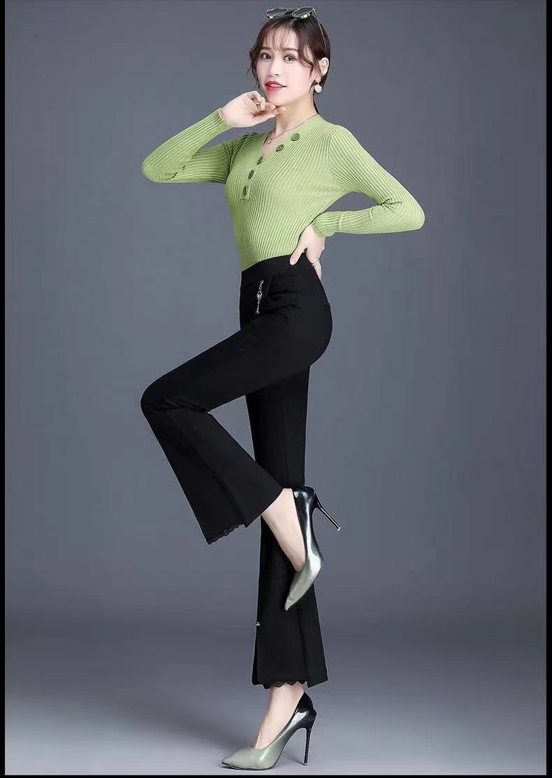 Fine cotton fashionable flared women's trousers