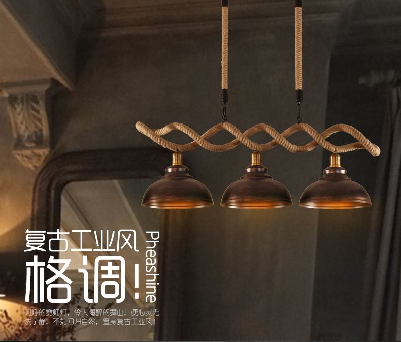 American country Restaurant bar Creative lamps American vintage bar & Cafe Art rope chandelier lamps