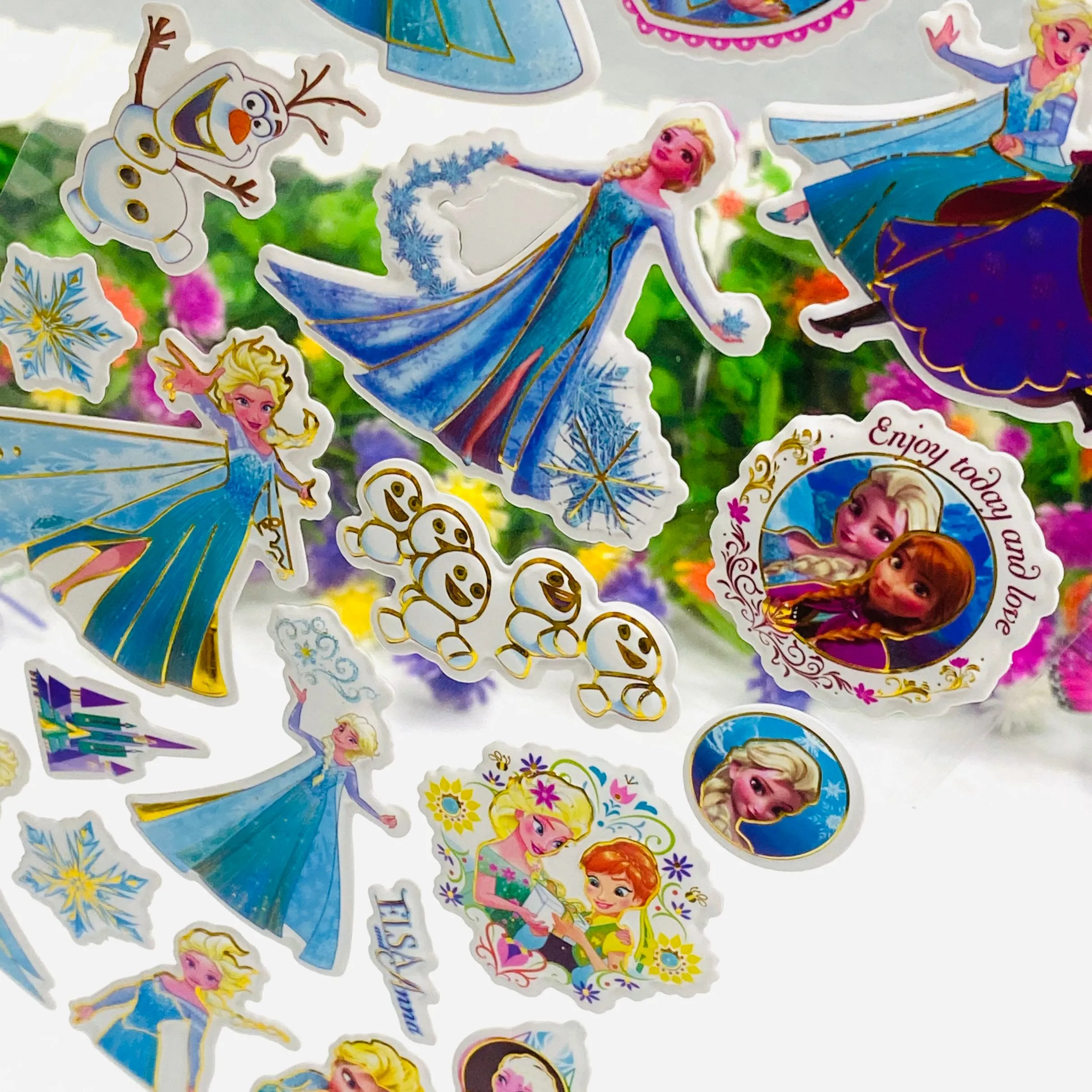16*32 cm gilded three-dimensional bubble sticker children's cartoon princess smiling animal heart reward sticker detail image 2