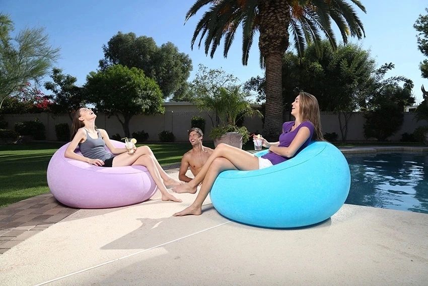 75052 44 "x 44" x 26 "inflatable velvet bean bag chair furniture detail image 4