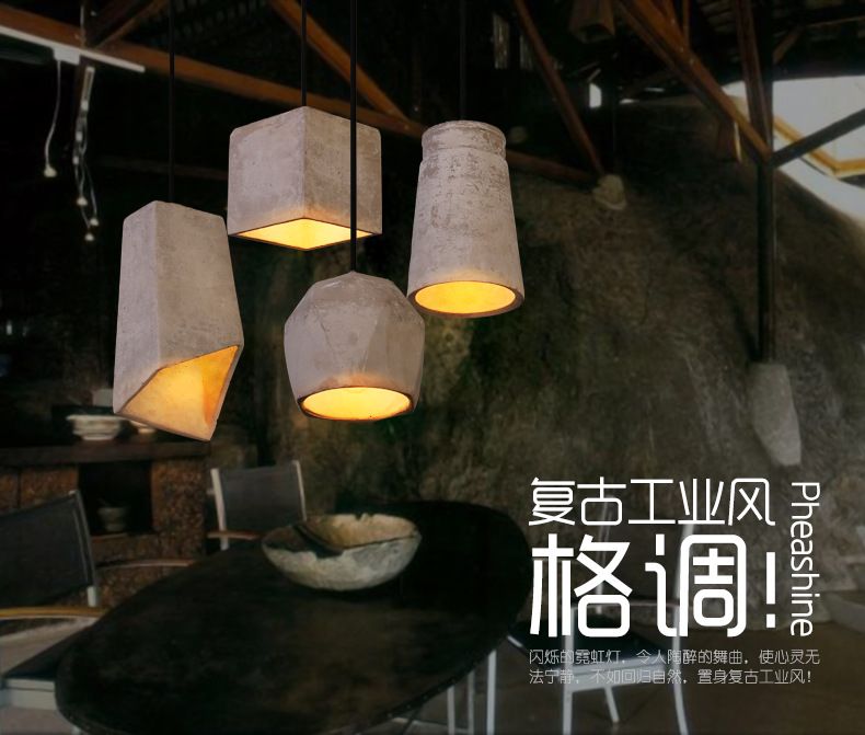 Loft retro industrial restaurant bar creative lamps Nordic simple cafe art cement chandelier
