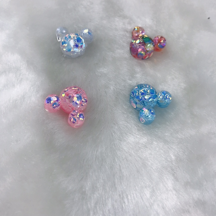 ab glue epoxy resin glass cut surface AB colored sequins mouse