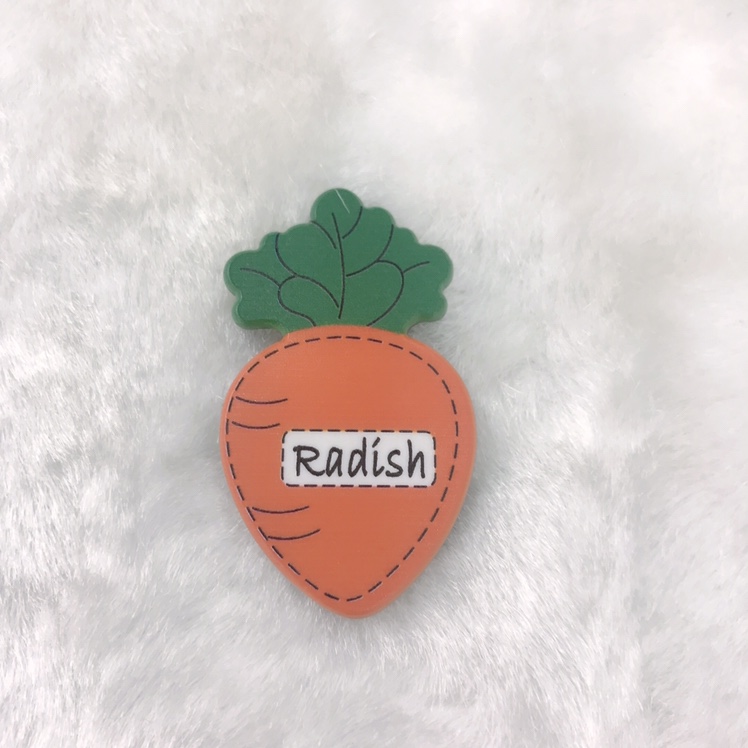 Acrylic headwear accessories, acrylic stationery accessories, pendants, shoe flowers, printed fruits series, radishes