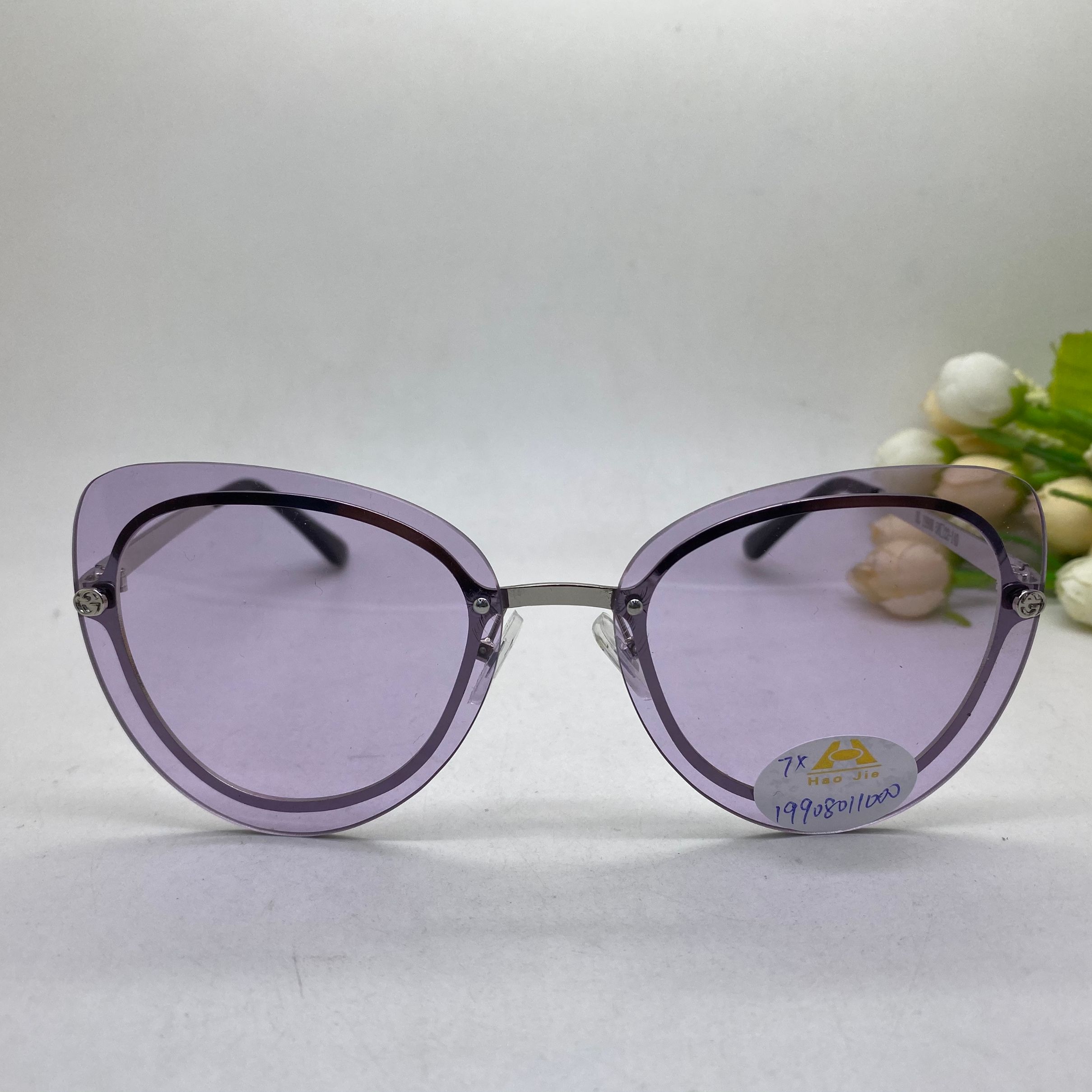 New cat-eye rimless sunglasses for women Korean fashion 19908 full figure