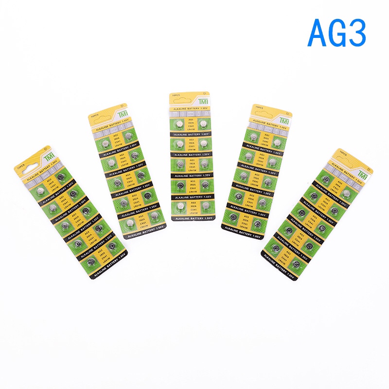 AG3纽扣电池LR41W发光玩具392A激光笔验钞灯纽扣电池1.55V卡装