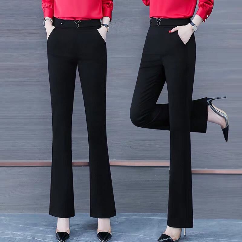 春秋妈妈裤子松紧腰高腰条纹女裤显瘦弹力打底裤外穿中年女裤宽松大码