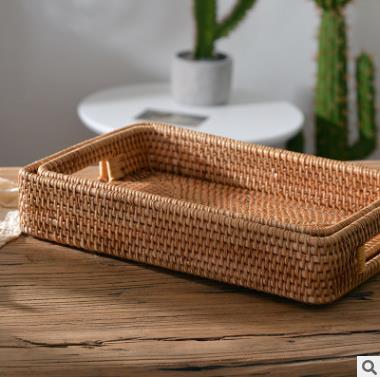 Hot wholesale Vietnam Akiten woven desktop tea table sundry bread fruit snacks modern square basket thumbnail