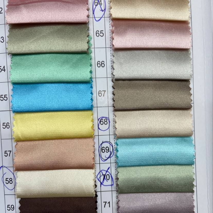 杏色8008仿真丝弹力色丁布料服装布料装饰品工艺品头饰面料多色可选