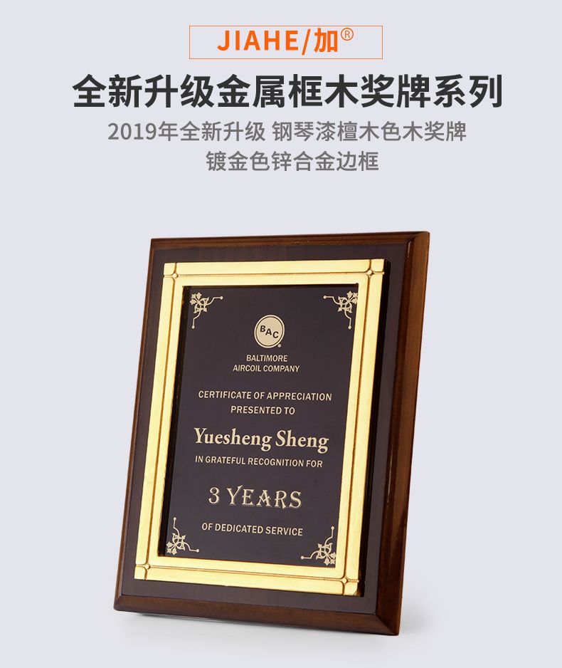 路加奖杯 LUKE 定制授权牌金属框木奖牌花边框木奖牌详情图1