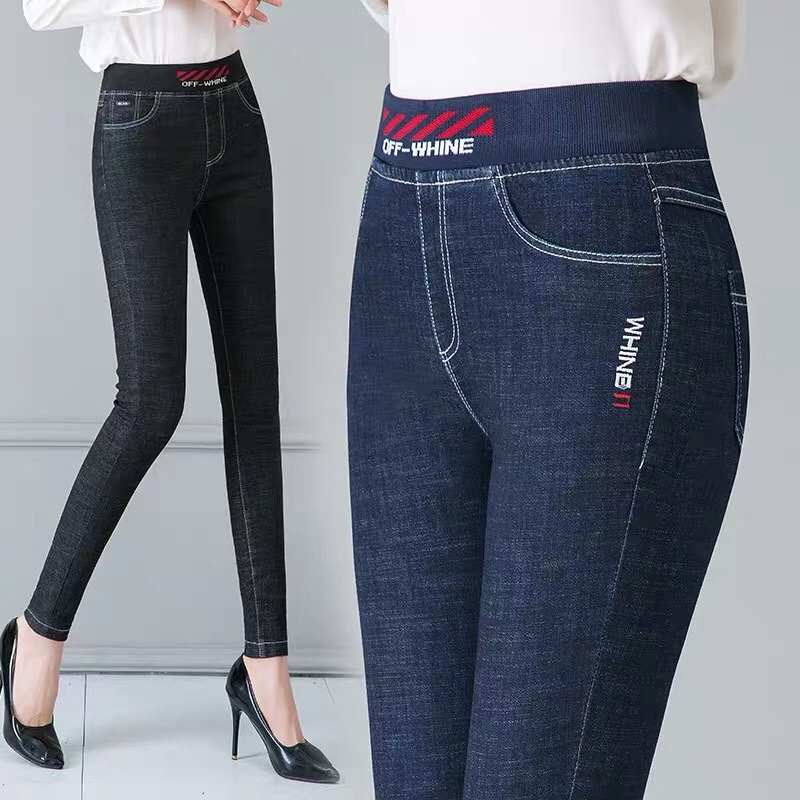 Spring and Autumn mother pants elasticized waist high waist striped women's pants show thin stretch leggings wearing middle-aged women's pants loose 24 thumbnail