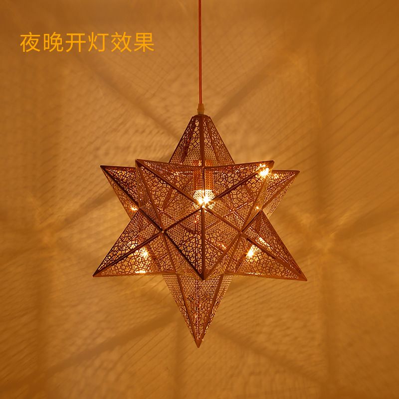 Post-modern bar coffee shop clothing store creative five-pointed star chandelier European hotel club electroplated gold lighting
