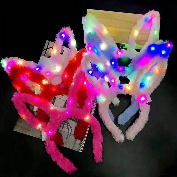 Street stall night market Supply light toy manufacturer direct flash toy plush rabbit ears