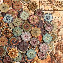 Retro buttons DIY colored buttons round two-hole buttons wooden buttons