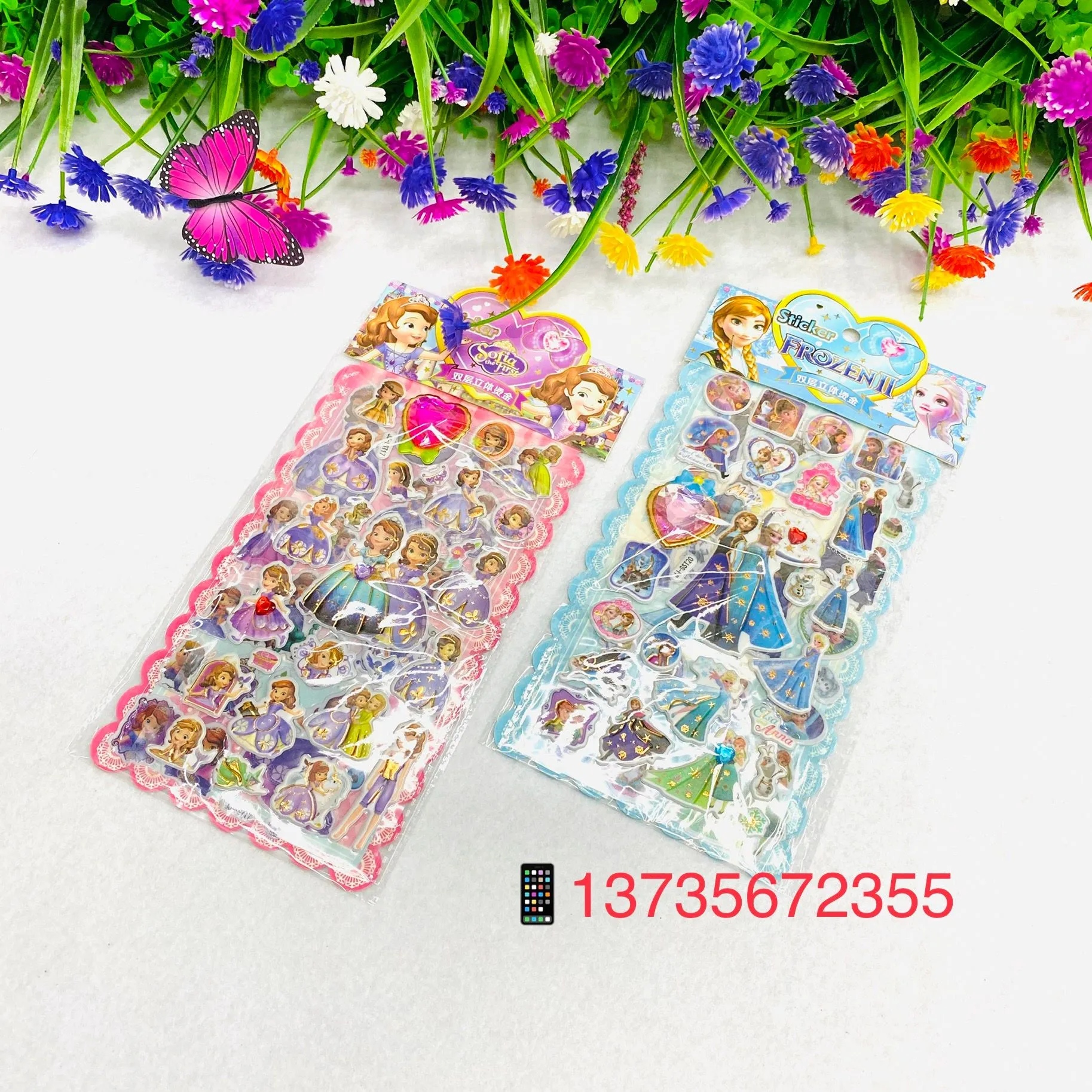 16*32 cm gilded three-dimensional bubble sticker children's cartoon princess smiling animal heart reward sticker detail image 4